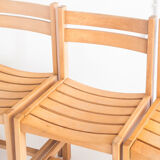 Suite of six solid beech chairs designed by André Sornay - France, 1960