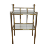 Bedside table in brass and glass.