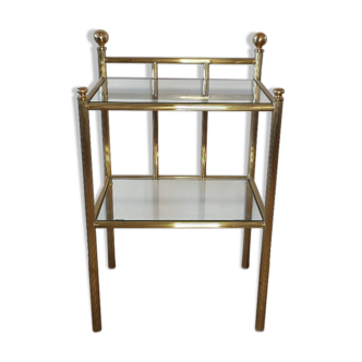 Bedside table in brass and glass.