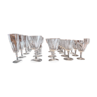 Large service of vintage 60s and 70s crystal glasses