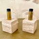 Cerri Nestore pair of travertine marble lamps, Italy 1970
