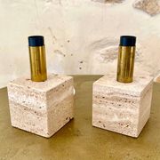 Cerri Nestore pair of travertine marble lamps, Italy 1970