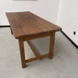 Solid pine table with its extension, 1950s