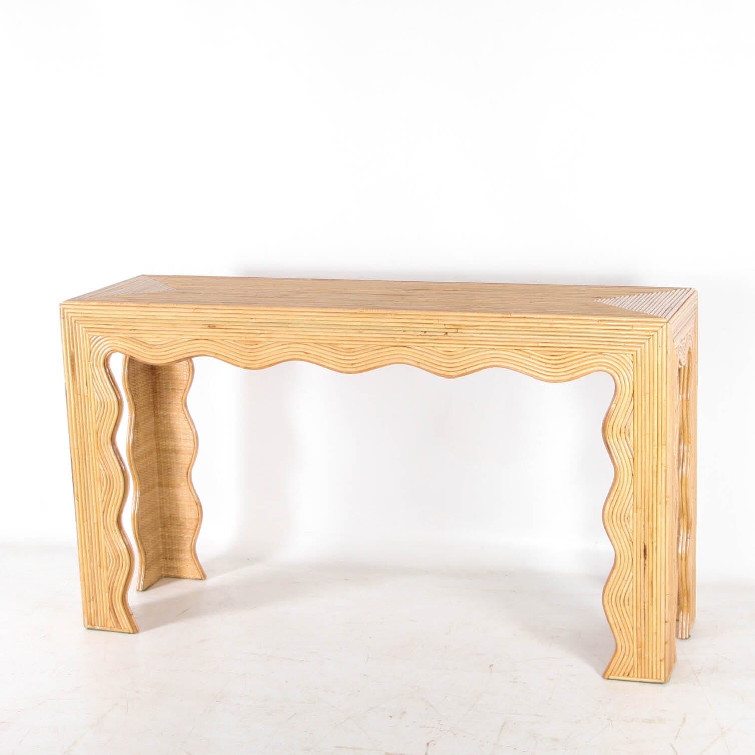 Console « vagues » en rotin