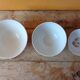 Set of 3 white and gold antique bowls - porcelain cups