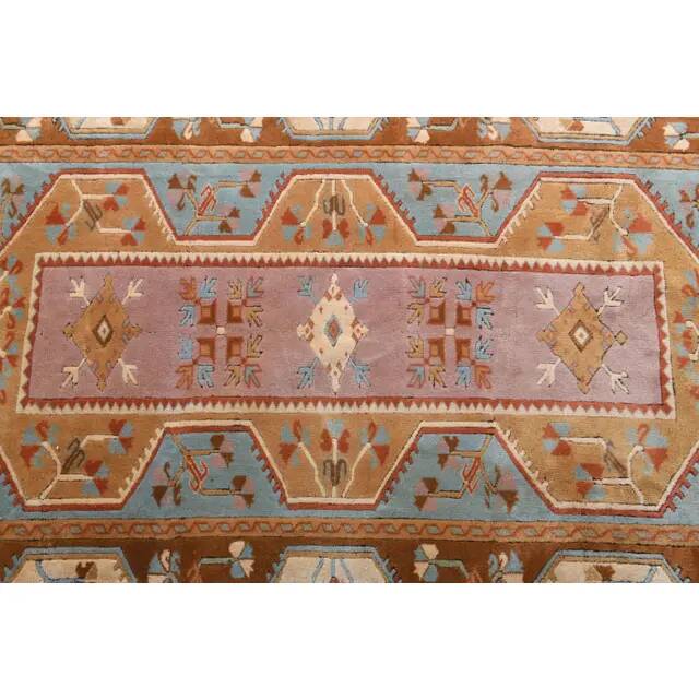 Vintage Turkish Oushak handmade wool cotton orange area rug 201x281