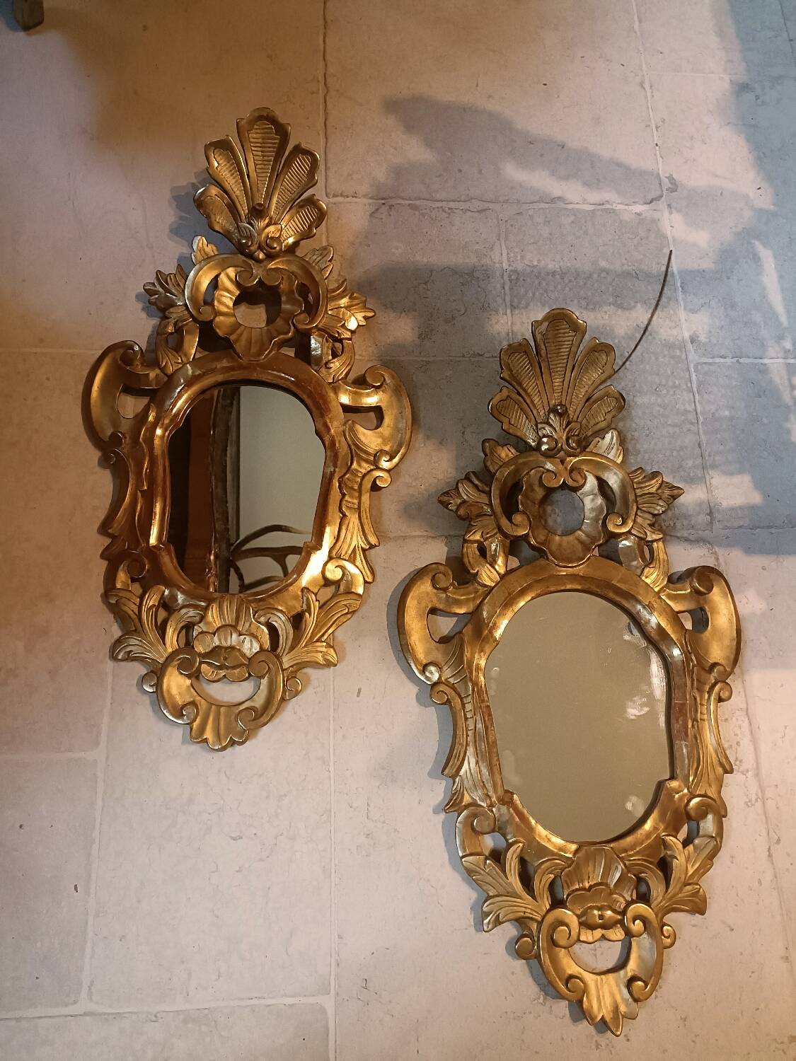 Pair of Italian gilded wood mirrors