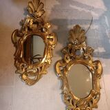 Pair of Italian gilded wood mirrors
