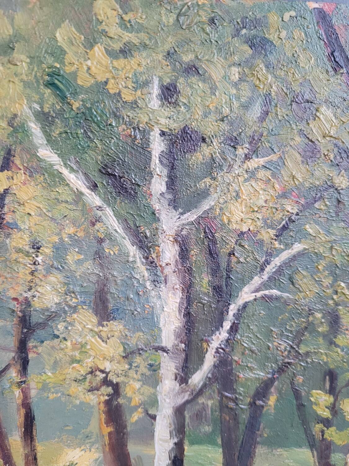 Oil on wood landscape signed Carl SIM