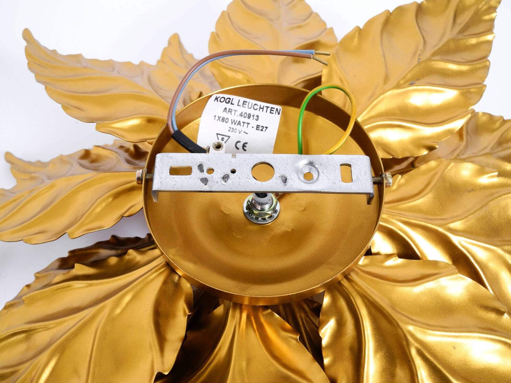 Rare large gold-plated Hans Kögl Florentine-style ceiling or wall lamp from