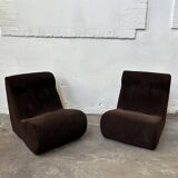 Pair of brown corduroy armchairs