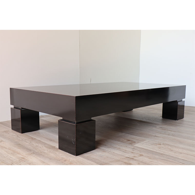 Modernist coffee table in black lacquered wood 1970