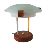 Glass wood library table lamp