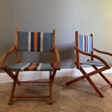Children's folding armchair in wood and canvas