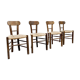 Primitive vintage rush seat straw dining chairs ‘wabi sabi’