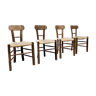 Primitive vintage rush seat straw dining chairs ‘wabi sabi’