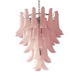 Lustre en cascade en verre de murano rose givré « selle »