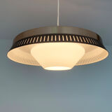 Scandinavian suspension lamp in copper and opaline glass, Bent Karlby for Lyfa, Denmark, 1960s