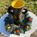 Vase et plat poet laval 1950/60 forme libre signé yvonne