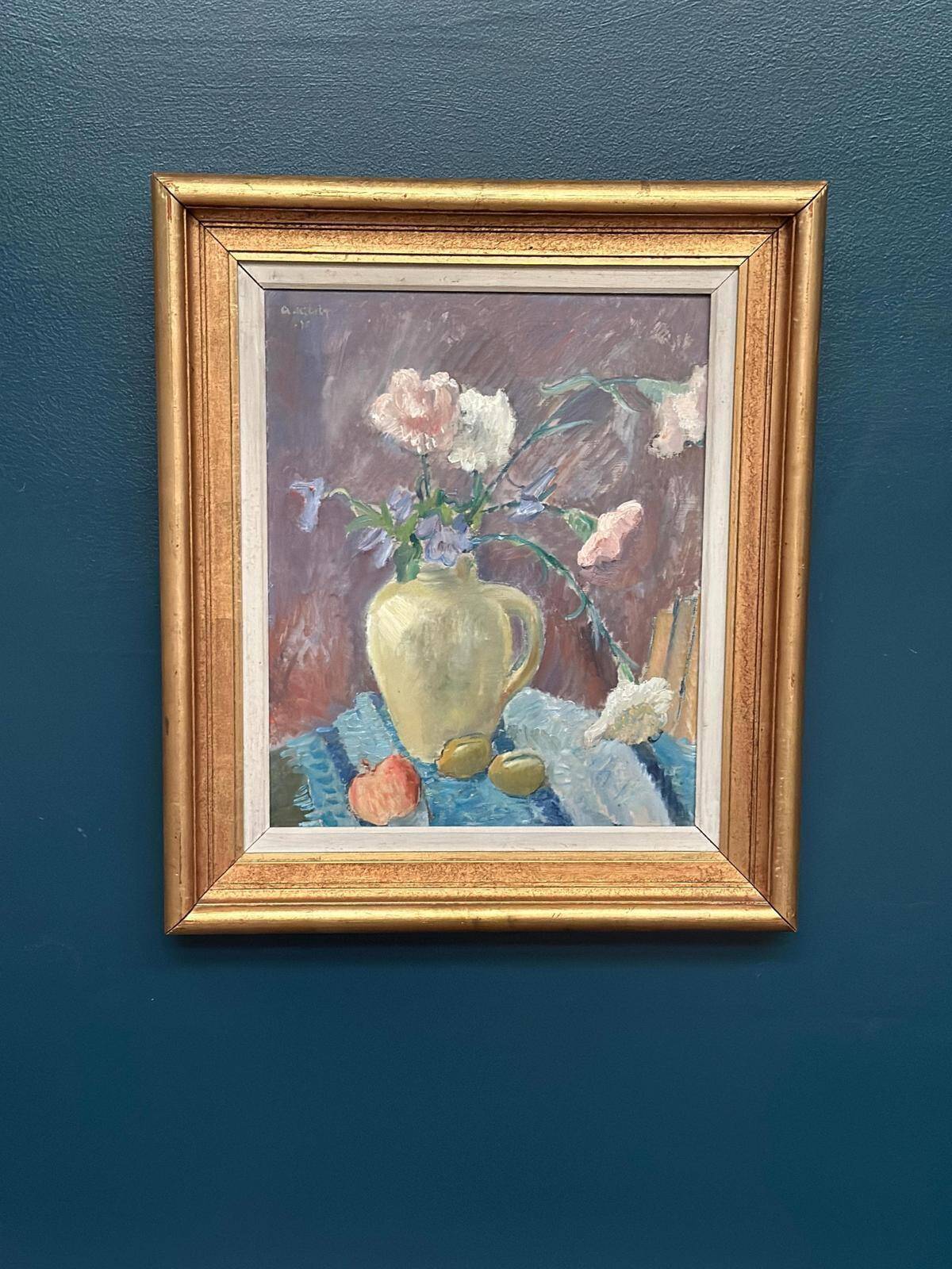 Huile sur panneau suédoise d'époque mi-siècle – "Stillben" par Arne Kilsby – Vintage et encadrée, datée de 1975 – 54 × 61 cm (21,3" × 24")