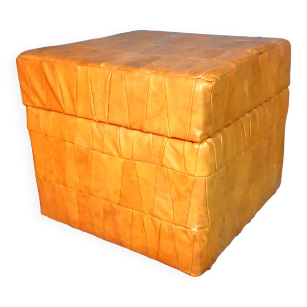 Tabouret coffre cuir 1980s