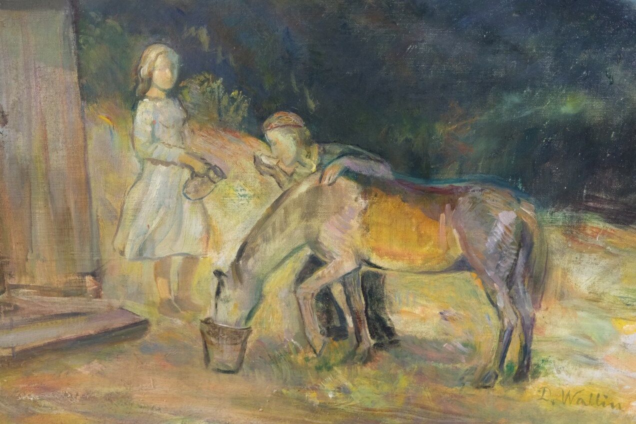 David Wallin (1879-1957), Romantic Painting , 1917, Oil on Canvas, Framed