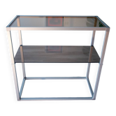 Console/étagère aluminium et verre fumé 1970-80