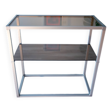 Aluminium and smoked glass console/shelf 1970-80