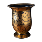 Vase en verre saint prex exquis en verre doré bleu avec une finition dorée