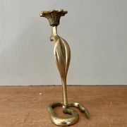 Vintage brass cobra candle holder