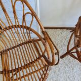 Pair of vintage rattan armchairs