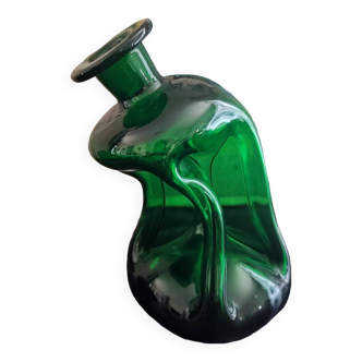 Vase carafe Holmegaarde Kluk Kluk en verre vert soufflé