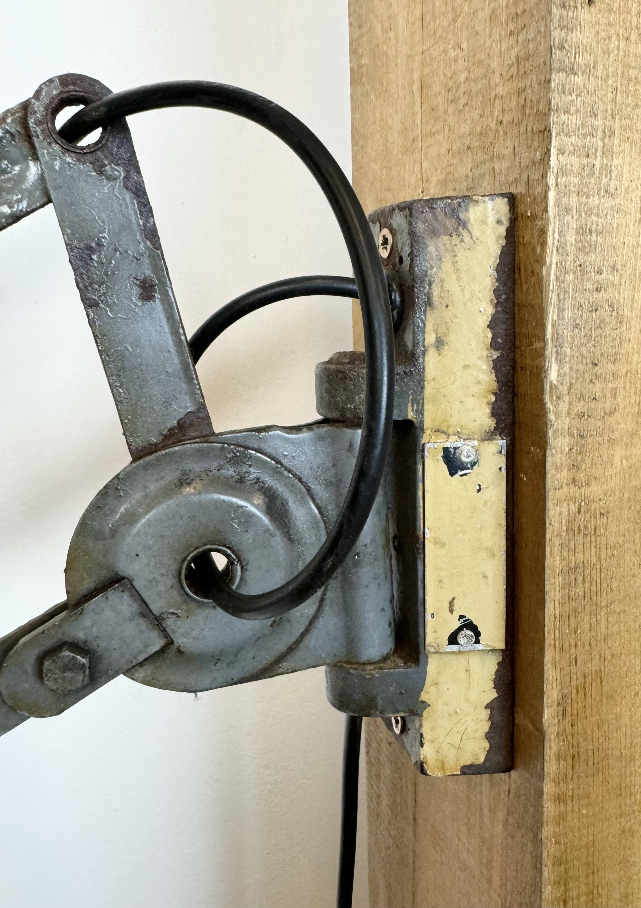 Grey Industrial Scissor Wall Lamp from Elektroinstala, 1960s