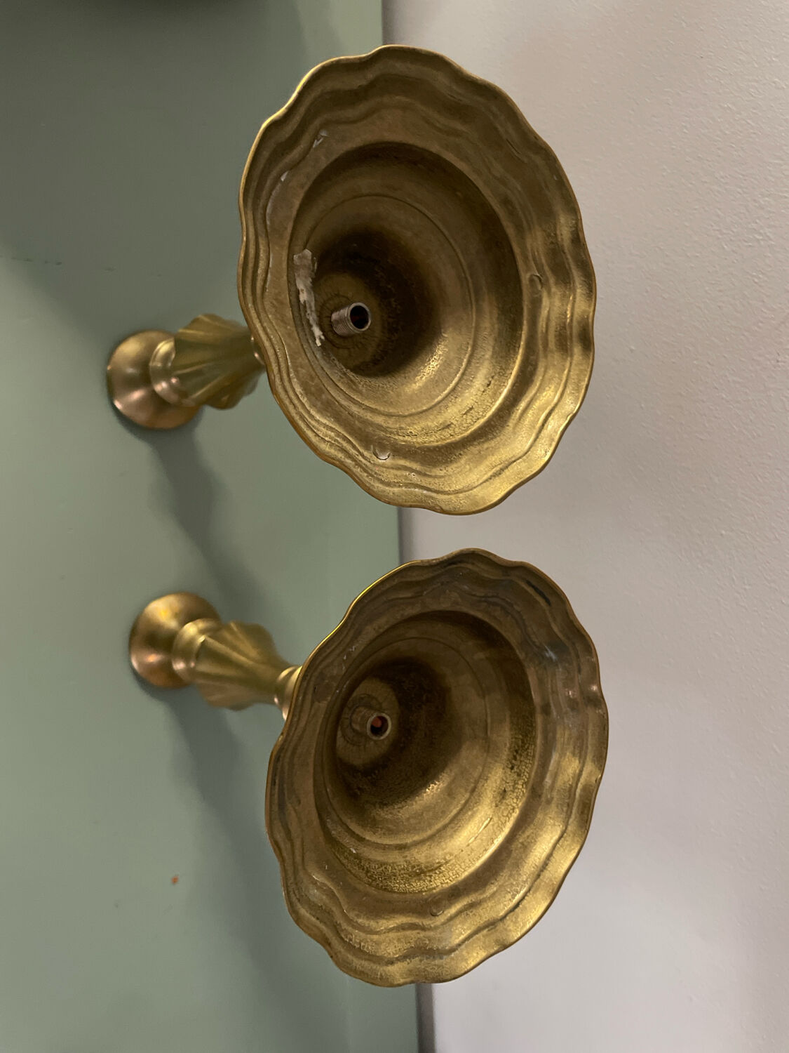 Brass candlestick set of two
