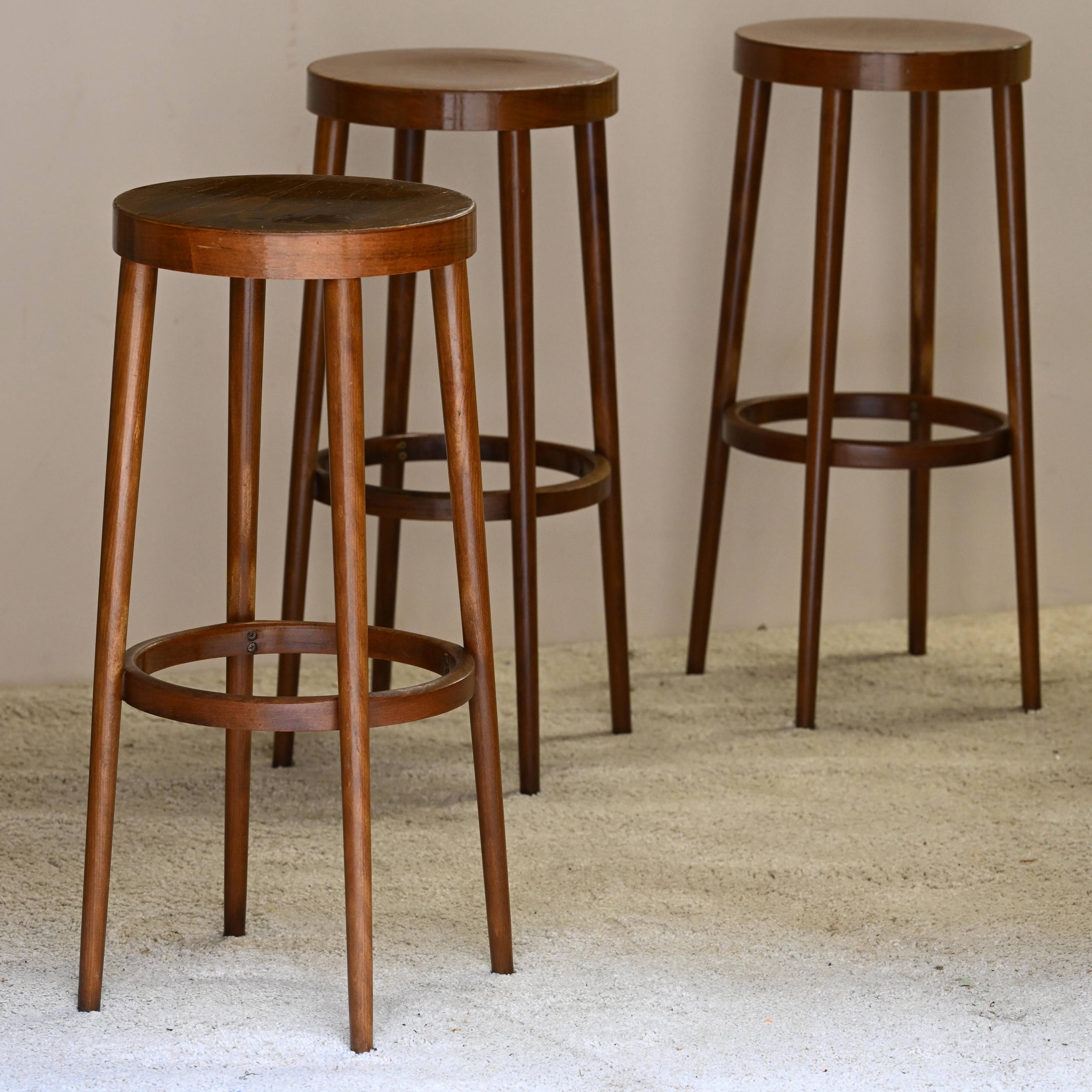 Five 1980s bar stools