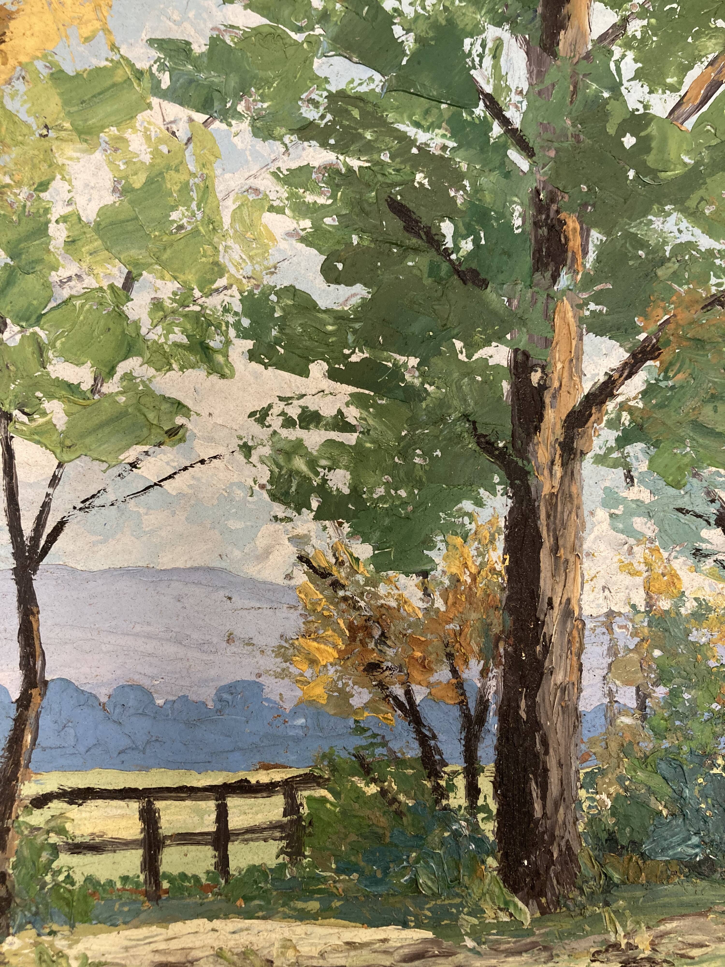 Oil on panel Landscape at the watercourse