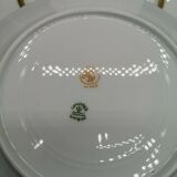 Lot de 4 assiettes à dessert en porcelaine de Limoges blanc et double dorure