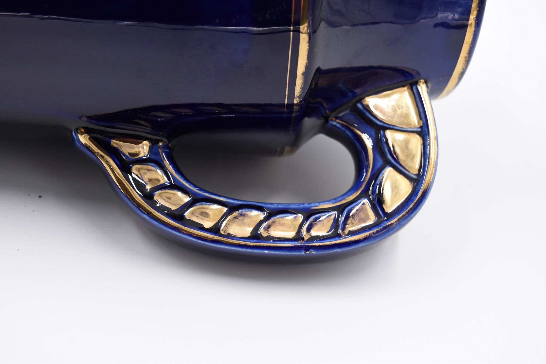 Large ceramic art deco vase by Odyv blue sèvres