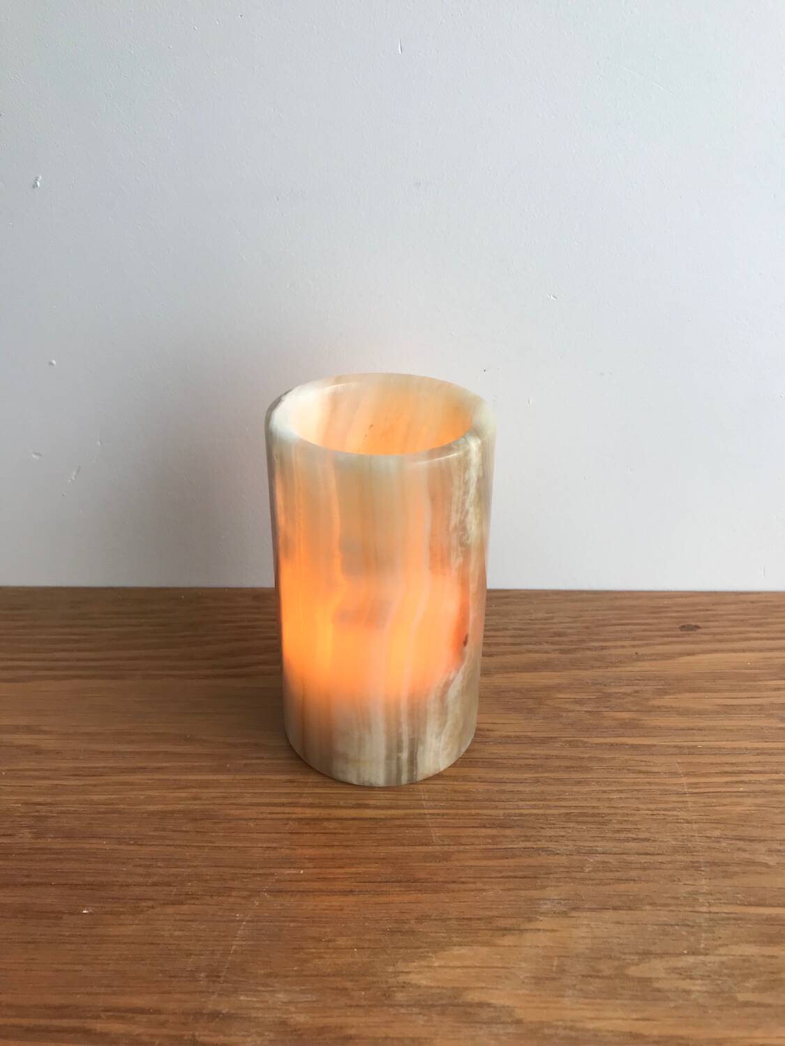 Small vintage onyx vase or candle holder