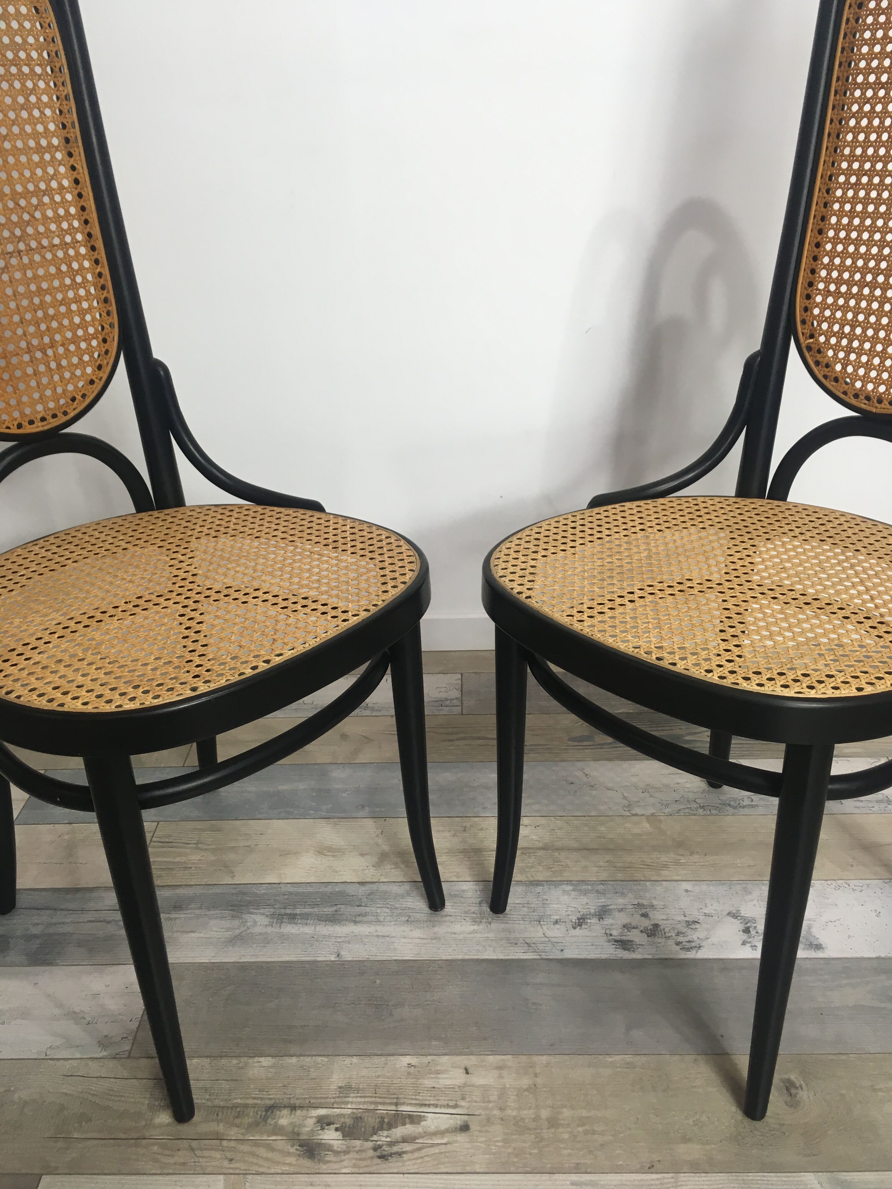 Pair of black lace-lace thonet chairs and model canage No.17 or Long John