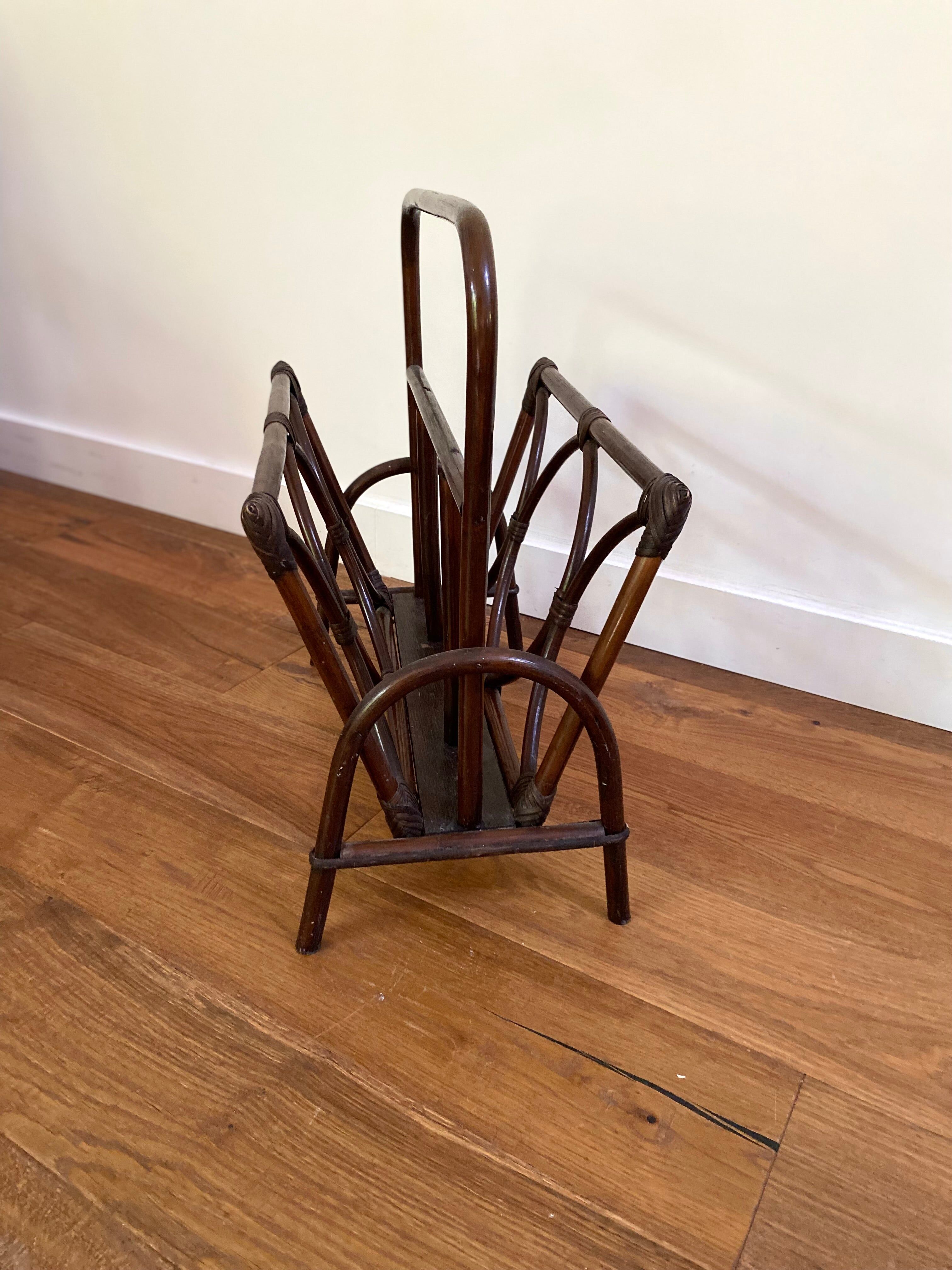 Vintage rattan magazine rack