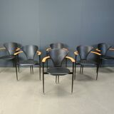 Vintage leather armchairs by Arrben Italy, 1980s - set of 6