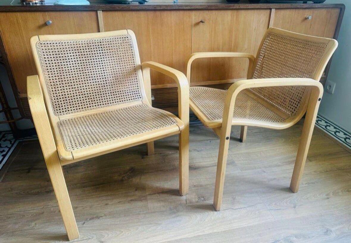 Chaises vintage cannage Olivo Pietro