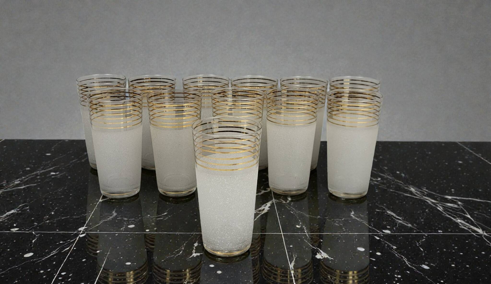 6 water glasses / frosted orangeade glasses