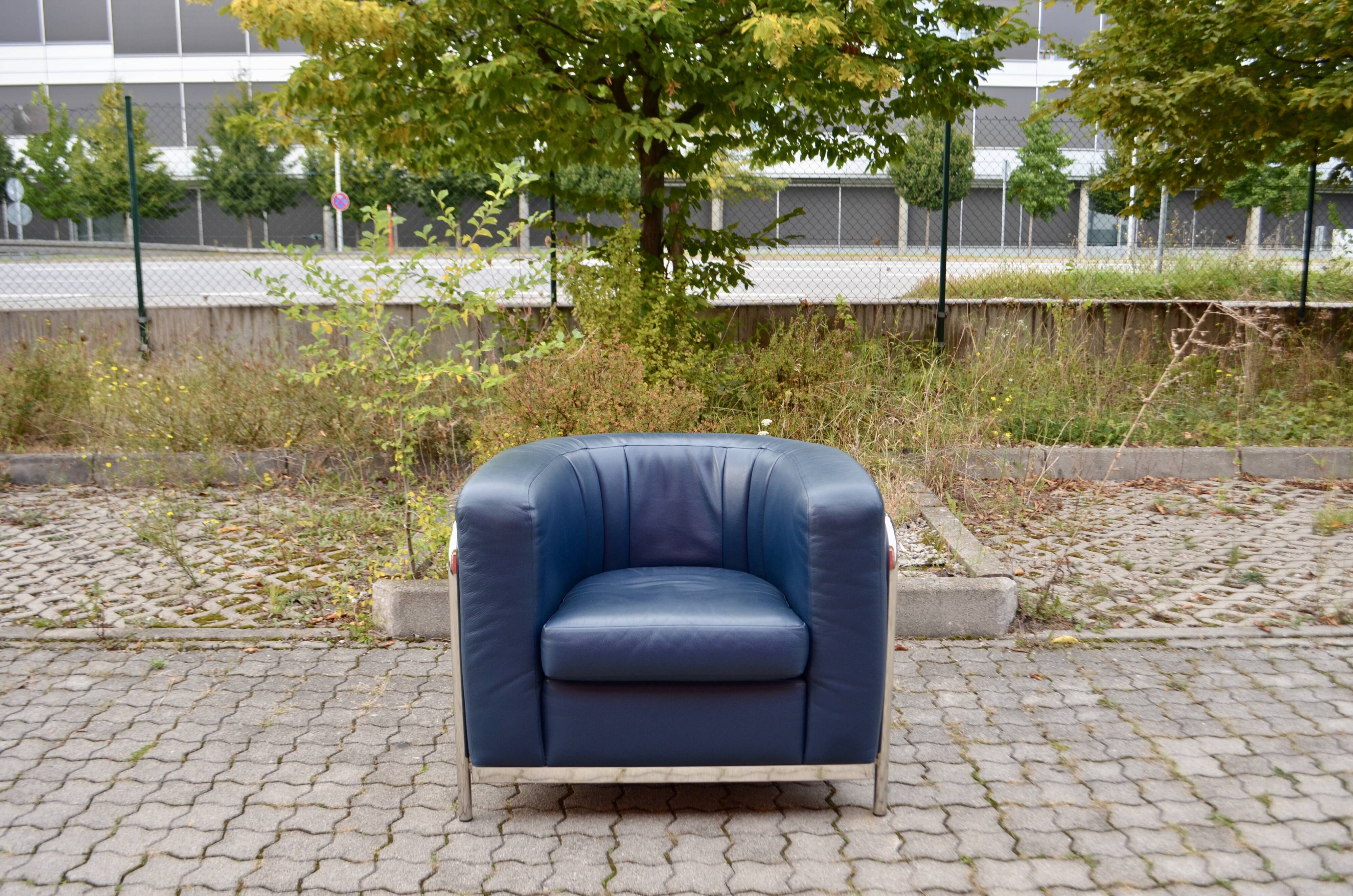 Zanotta Onda set Sofa & 2 Chairs blue leather