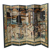 Six-panel painted screen, 20th century