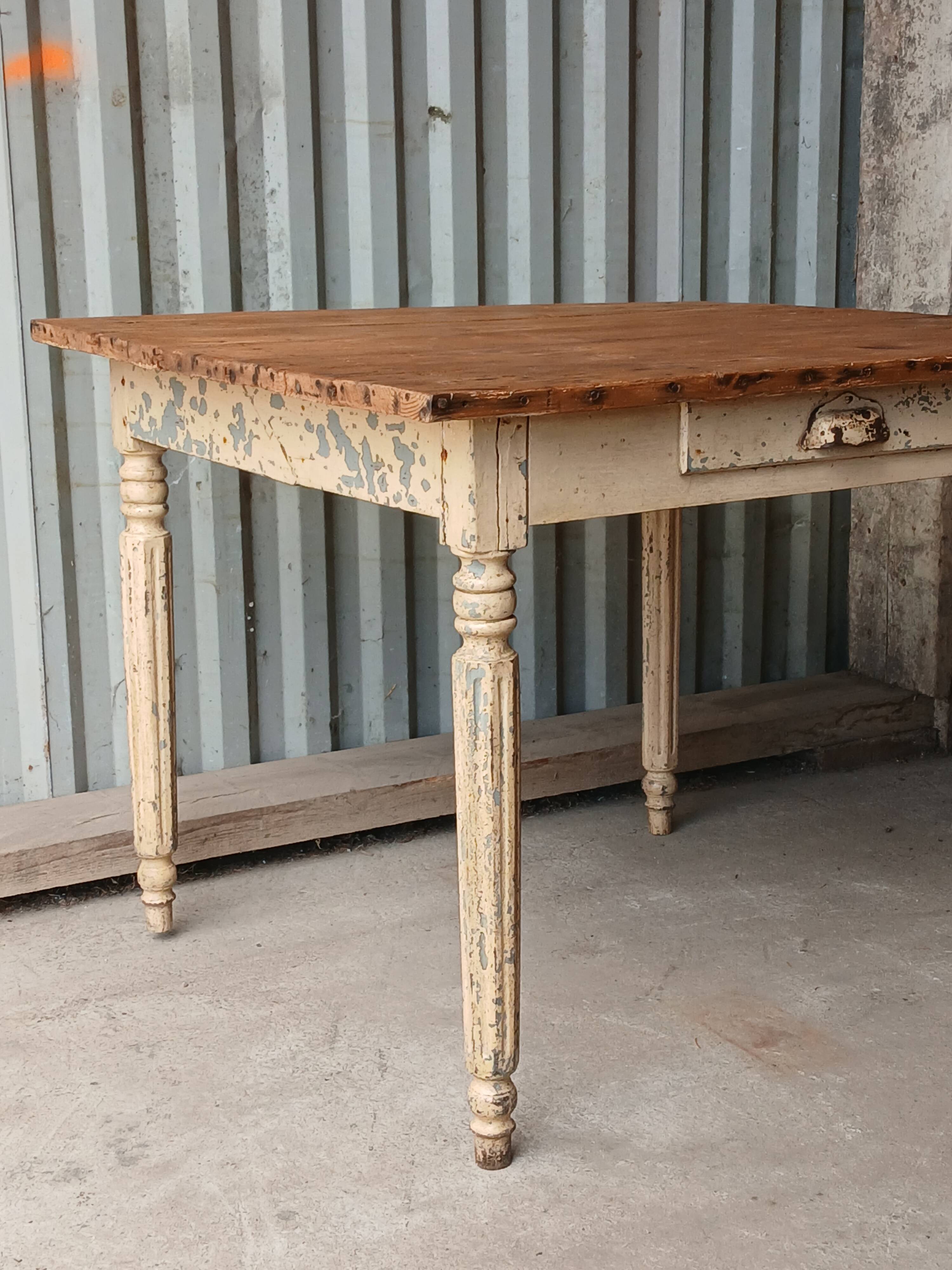 Old square farmhouse table
