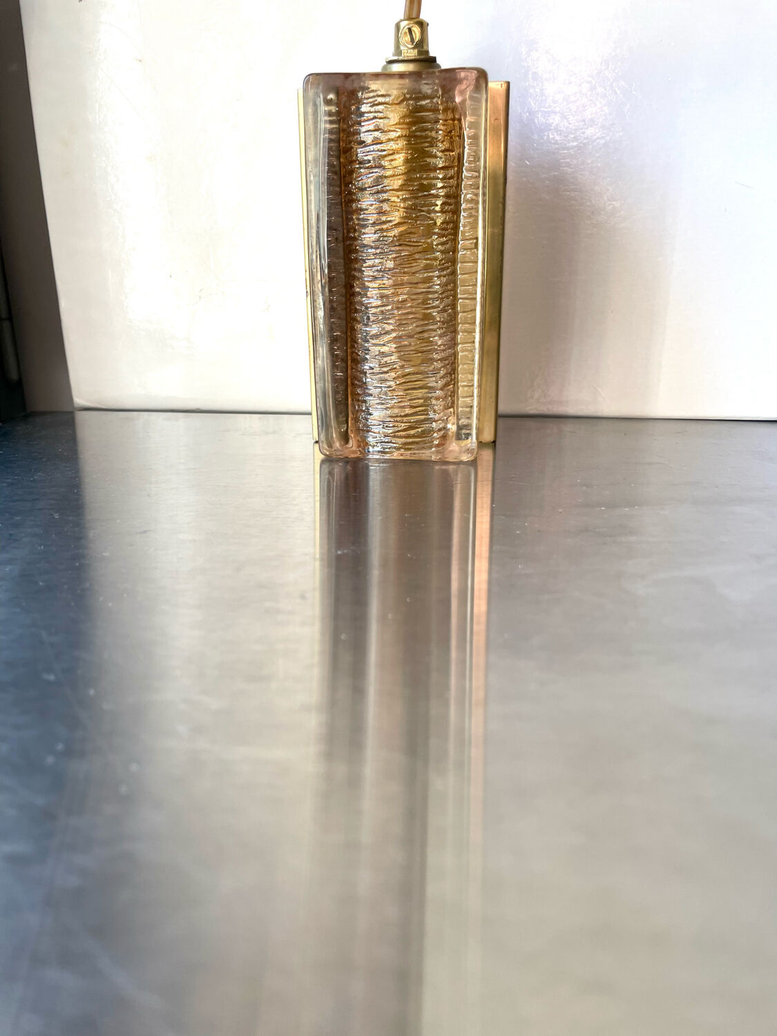 Scandinavian midcentury wall light in crystal and brass