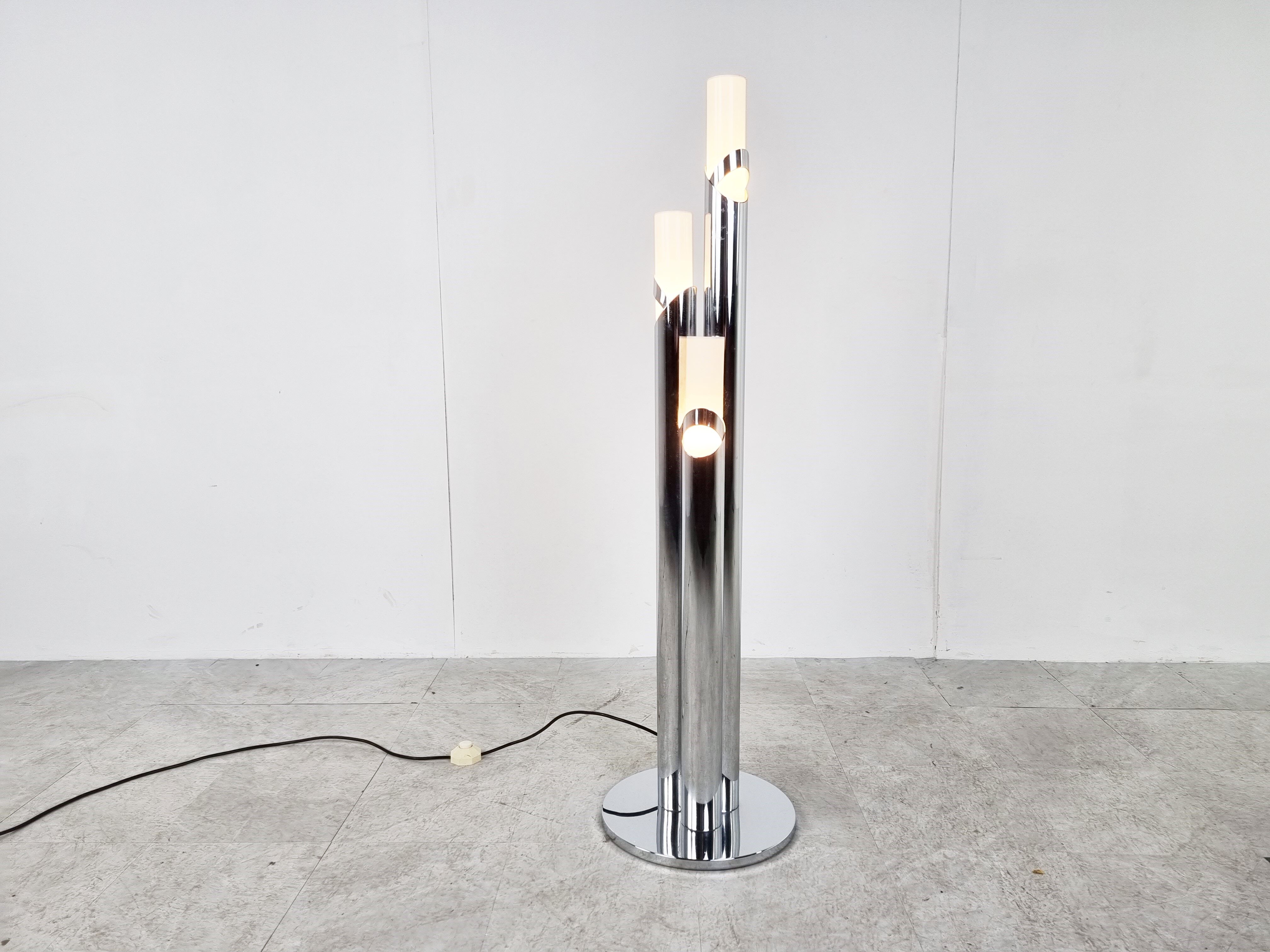 Vintage italian chrome floor lamp, 1970s