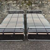 Pair of vintage chrome plexiglass beds